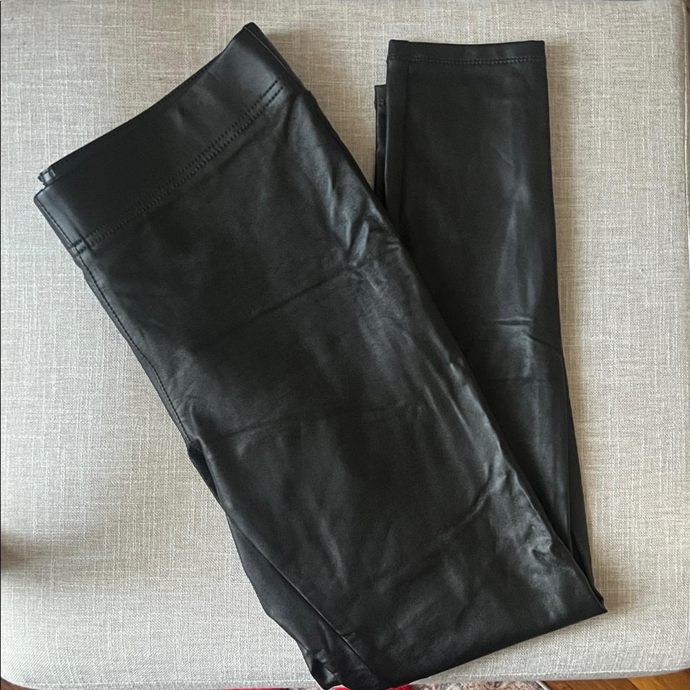 LOFT Black Faux Leather Pants, Size 8.